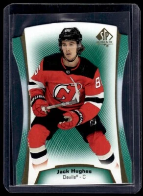 2021-22 SP Authentic Die Cut Green Jack Hughes New Jersey Devils #DC-24 - Image 1 of 2