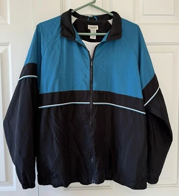 Quebra-vento CLASSIC ELEMENTS FEMININO ZÍPER COMPLETO PRETO E AZUL-PETRÓLEO TAMANHO 16/18W - Imagem 1 de 4