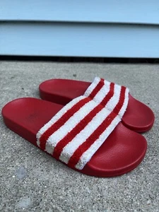 Adidas Originals Adilette Slides Red Women's 6 Summer Sandal White - Picture 1 of 10