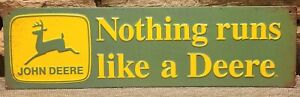 NEW! Vintage Style John Deere Embossed Metal Sign "Nothing Runs Like A Deere" 
