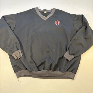 READ! Indiana Hoosiers VTG Datrek Crewneck Windbreaker Sweatshirt Mens 2XL Black - Picture 1 of 13