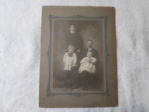Antique Cabinet Card Photo Young Victorian Parents With Child and Baby - Picture 1 of 2