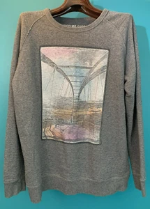 Women's Oversize Vintage Art Style Graphic Sweatshirt - Size XL, Heather Gray - Picture 1 of 6