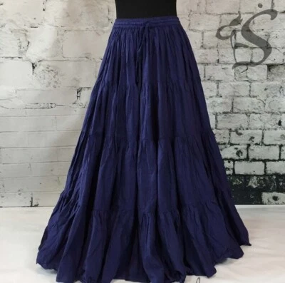 Indian Cotton Navy Blue Frill Skirt Women's Clothing Skirt Girls Partywear Skirt - Image 1 of 3