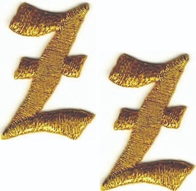 Gold Old English Letter Z Patch Embroidered Cut out Iron on (1 1/8") Lot of 2 - Image 1 of 2