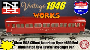 Circa 1946 Gilbert American Flyer #650 Red Illuminated New Haven Passenger Car - Bild 1 von 12