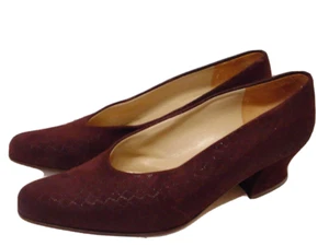 VIA SPIGA BROWN FABRIC & LEATHER 1 3/4" CHUNKY HEELS LADIES SZ 8.5 N  MADE ITALY - Picture 1 of 5