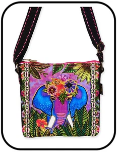 Bolso Bandolera Laurel Burch #LB8722 "Alijah" Lona Elefante 7.5"x7.5" - Imagen 1 de 4