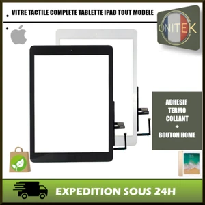 VITRE ECRAN TACTILE APPLE IPAD 6 (A1954/A1893) COMPLETE ASSEMBLEE ADHESIF - Afbeelding 1 van 5