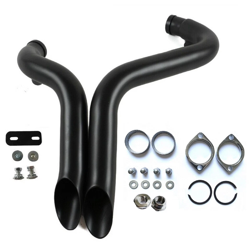 LAF 2" O.D Exhaust Pipes for Harley Touring Sportster Softail W/ Flange Black - Image 1 of 4