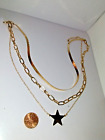 Forever 21 star pendant 3 layer gold tone chains necklace chocker