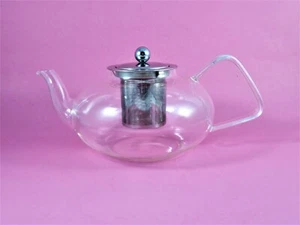 Contemporary Clear Glass Teapot With Stainless Steel Infuser And Lid 3 Piece - Picture 1 of 8