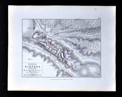 1855 Alison Military Map - Napoleon Battle of Albuera 1811 - Spain Badajoz - Image 1 of 2
