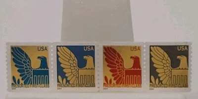 Scott #3846...(25) Cent...Red Eagle Over Gold...4 Stamps..."2004" - Image 1 of 2