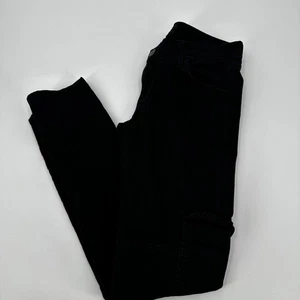 Hudson Black Cargo Skinny Jeans Womens Size 27 Made in USA Moto Detail - Picture 1 of 15