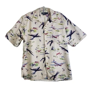 POLO Ralph Lauren Button-Up Shirt Men's M Airplane Aviator Pilot Flight Vtg READ - Picture 1 of 11