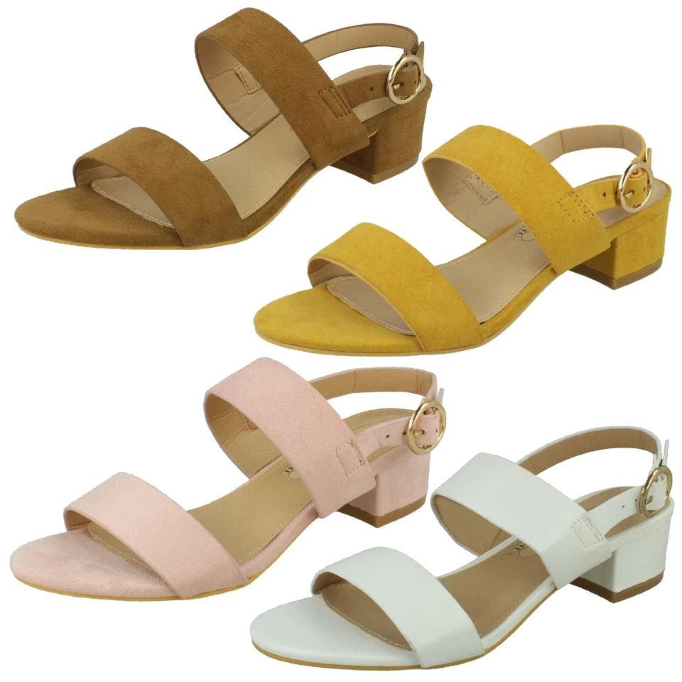 Ladies Spot On Buckle Slingback Block Heel Mules F1R2014 Foto 1 de 1