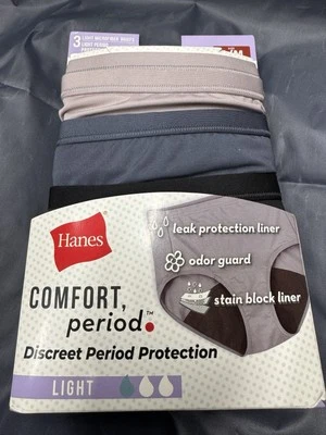 Hanes Women's Comfort, Period Light Protection Briefs - Size 6 Medium - New - Image 1 of 4