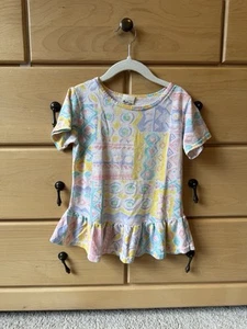 Vintage 90s Pastel Peplum Top Andover Togs Made in USA Size 6 kids girls - Picture 1 of 3