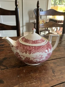 Tetera Wedgwood Romántica Inglaterra El Cisne Blanco Rojo Transferware Inglaterra - Imagen 1 de 13