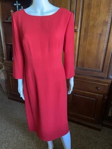 Donna Morgan Dress, Red Polyester, Size 14 (see feature back of dress) lined  - Picture 1 of 9