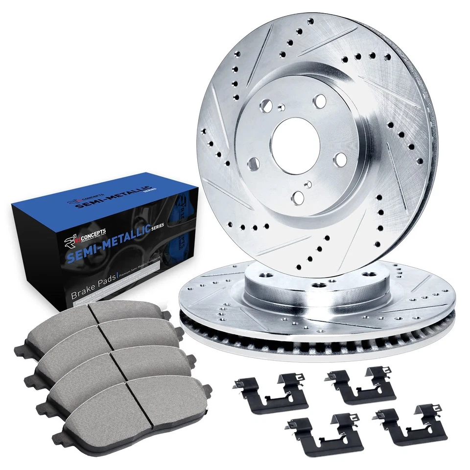For Dodge B1500 95-97 Drilled & Slotted Front Brake Kit w Semi-Metalic Pads Foto 1 de 1