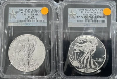 2013 W Silver Eagle First Releases 2 Coin Set (PF70/SP70 Enhanced Finish) - Image 1 of 2