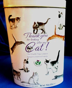 Gardiners Thank You For Looking After My Cat Raised Tin Made in Scotland EMPTY - Picture 1 of 6