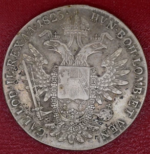 1825 G Austria 1 One Thaler Silver Coin 40mm Franz II Emperor - Picture 1 of 4