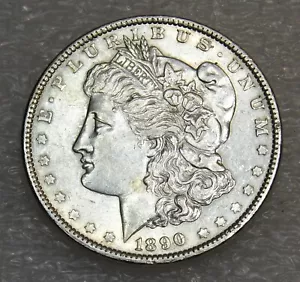 1890 P Morgan Silver Dollar AU/BU Nice Original coin in saflip #H791 - Picture 1 of 2