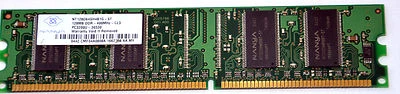 NANYA PC3200U-30330 128MB Arbeitsspeicher NT128D64SH4B1G-5T DDR-400MHz-CL3  - Image 1 of 2