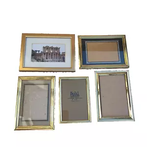 Job Lot 5 Picture Photo Frames Gilt Gold Brass Vintage Small - Picture 1 of 8