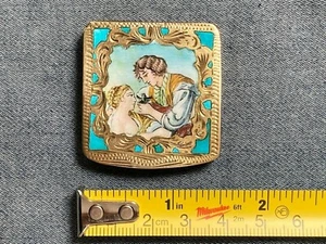 MAGNIFICENT HAND PAINTED ENAMELED VERMEIL SILVER PILL BOX - Picture 1 of 4