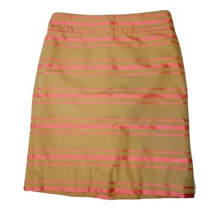 J. Crew Pink And Taupe Striped Mini Skirt Women's Size 2 Zipper Closure  - Picture 1 of 8