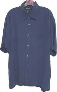 Camicia in seta di Murano uomo XL blu leggera manica corta con bottoni - Foto 1 di 7