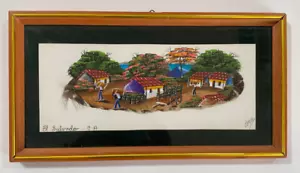 EL Salvador quadro piuma villaggio arte popolare firmato Joya dipinto a mano incorniciato - Foto 1 di 8