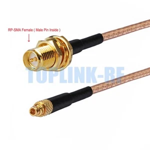 10x RP-SMA Female (Male Pin) to MMCX Male Plug RF Pigtail Coax Cable RG316 15cm - Picture 1 of 4