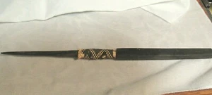 Vintage Black Ebony? Wood Hair Stick Pick with Woven Band 12-1/4" Long - Picture 1 of 10