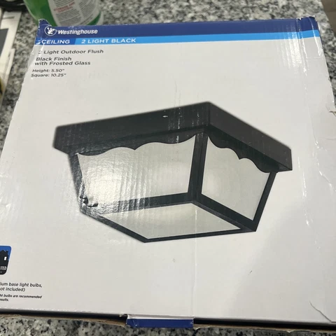 Westinghouse Lighting 66823 2 Light Black Exterior Hi-Impact Polypropylene Porch Cover