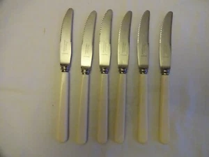 Emperor Plate Sheffield Stainless Steel Cutlery x 6 Cream Plastic Handles 22 cm - Picture 1 of 5