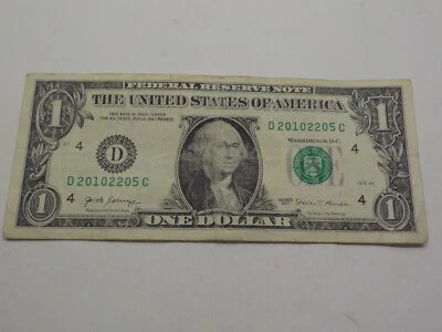 2010 May 22 REVERSE BIRTHDAY NOTE D 20102205C 1$ Dollar Bill Fancy Serial Number - Image 1 of 4