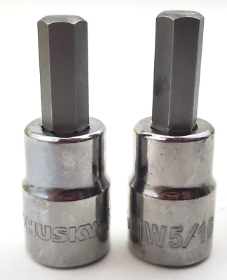 Lot of 2 Husky 5/16" Hex Bit Sockets 3/8" Drive SAE HW5/16 - Image 1 of 4