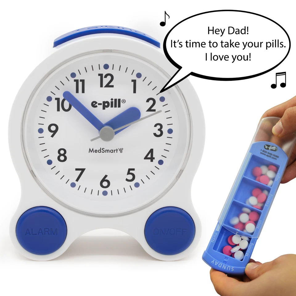 e-pill MedSmart V8 Loud Alarm Reminder Atomic Clock with 8 Alarms, White - Image 1 of 4