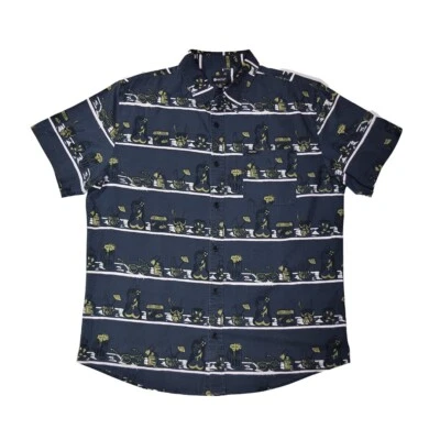 Matix Tiki Bar Hawaiian Shirt Men’s Large Navy Blue Aloha Button Up Summer Top - Image 1 of 4