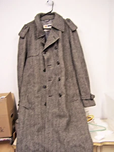 Lakeland Wool Double-Breasted Coat 42 Long herringbone - Picture 1 of 5