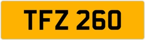 TFZ 260 T 3x3 DATELESS PRIVATE NUMBER PLATE TOM TONY TEL TOD TODD TAM TAJ TRACE - Picture 1 of 1