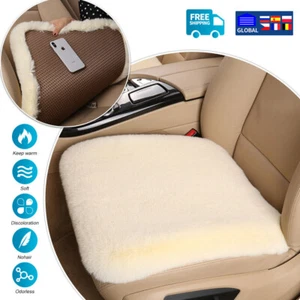 Faux Sheepskin Car Seat Covers 1 Front Cushions Auto Beige Seat Covers - Picture 1 of 16