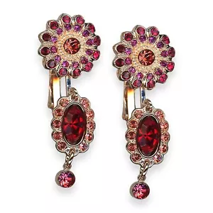 Mariana Earrings Firefly Coll. Lovely Floral in Red, Rose Peach, & Fuchsia Au... - Picture 1 of 3