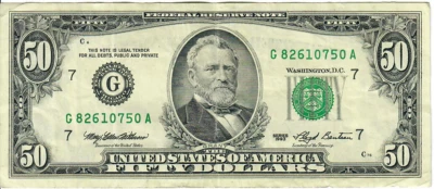 1993 50$ FRN - Small portrait w/ security thread - MEW/LB G82610750A - #15279 - Image 1 of 2