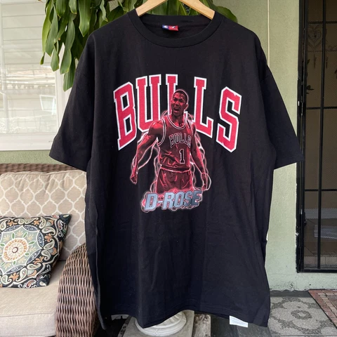 Majestic NBA Derrick Rose Chicago Bulls T-Shirt Size 2XL MVP Double Sided D-Rose Cover